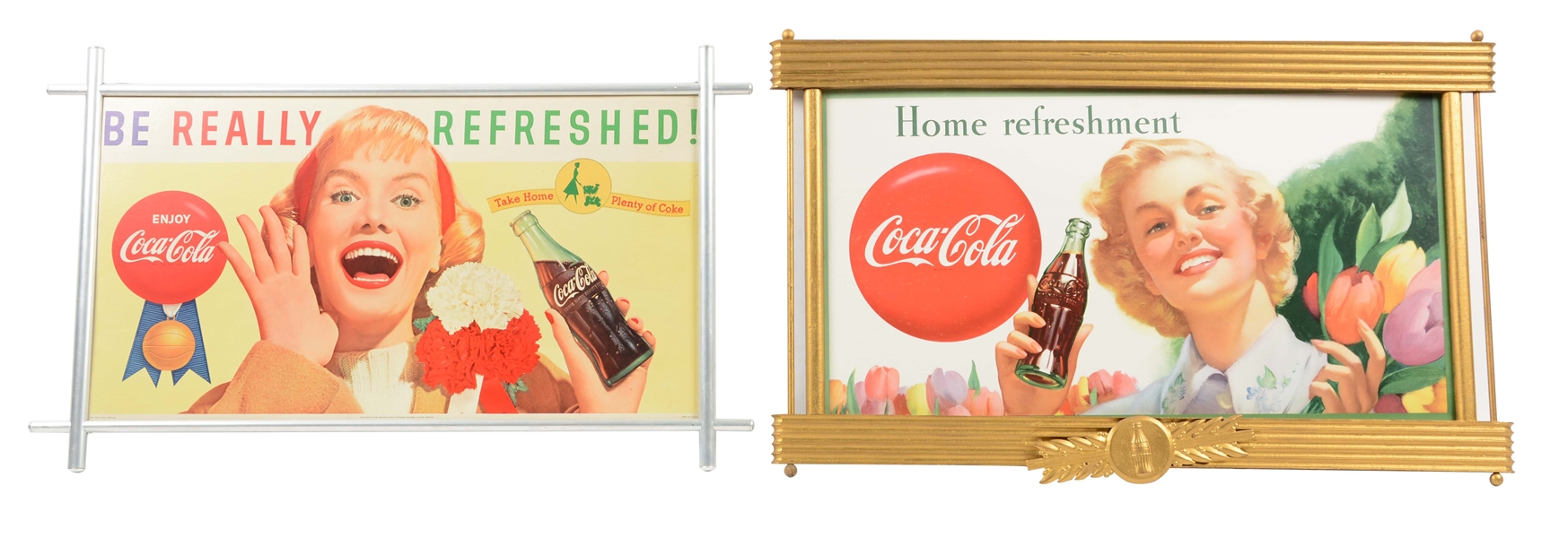LOT OF 2: FRAMED COCA-COLA ADVERTISING SIGNS.