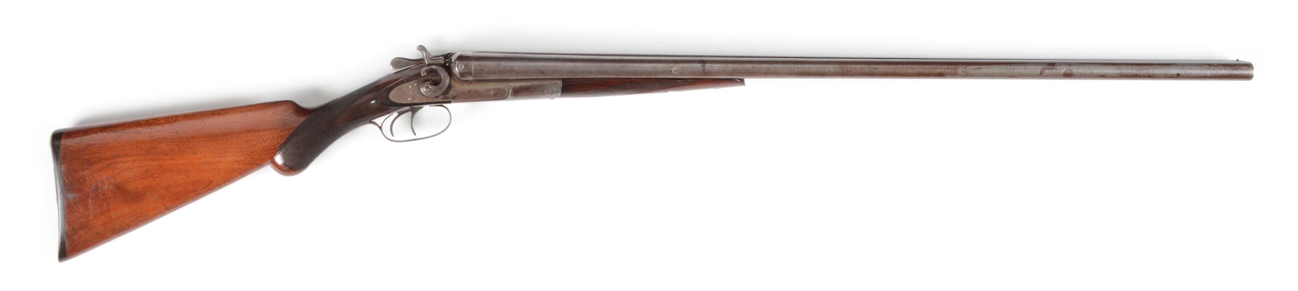 (A) REMINGTON ARMS CO. MODEL 1889 TRANSITIONAL DOUBLE BARREL 12 BORE HAMMER GUN.