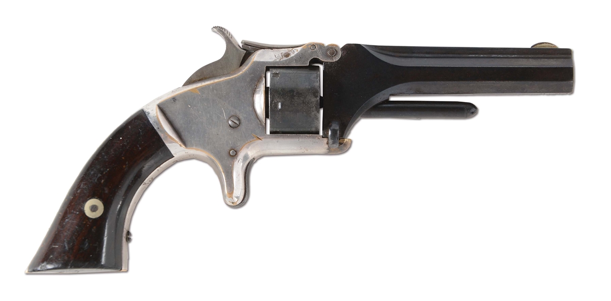 (A) CASED SMITH & WESSON MODEL NO. 1 2ND ISSUE TIP-UP SPUR TRIGGER REVOLVER.
