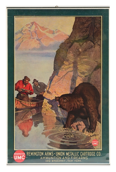 WONDERFUL AND ORIGINAL REMINGTON DOUBLE METAL BANDED POSTER (1910).