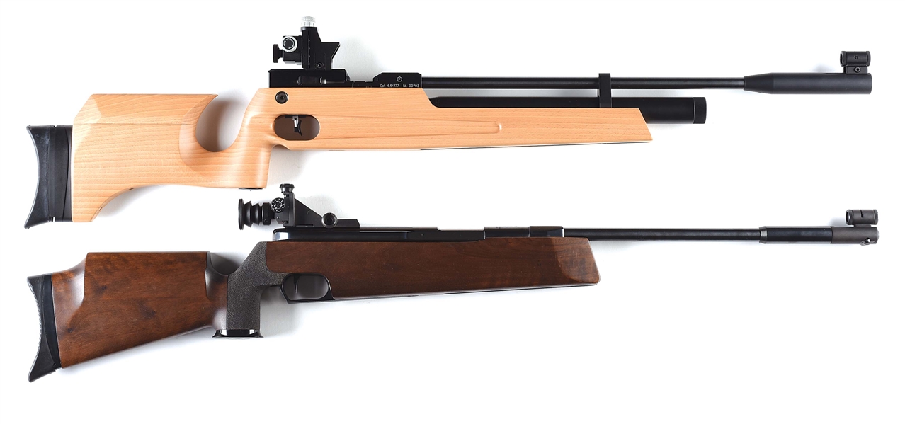 LOT OF 2: NIB HAMMERLI AR-50 AIR RIFLE WITH BOX AND ACCESSORIES AND DAISY IMPORTED FEINWERKBAU 300S AIR RIFLE.