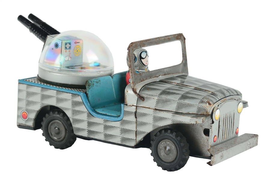 TIN LITHO FRICTION SPACE JEEP WITH CANNONS.