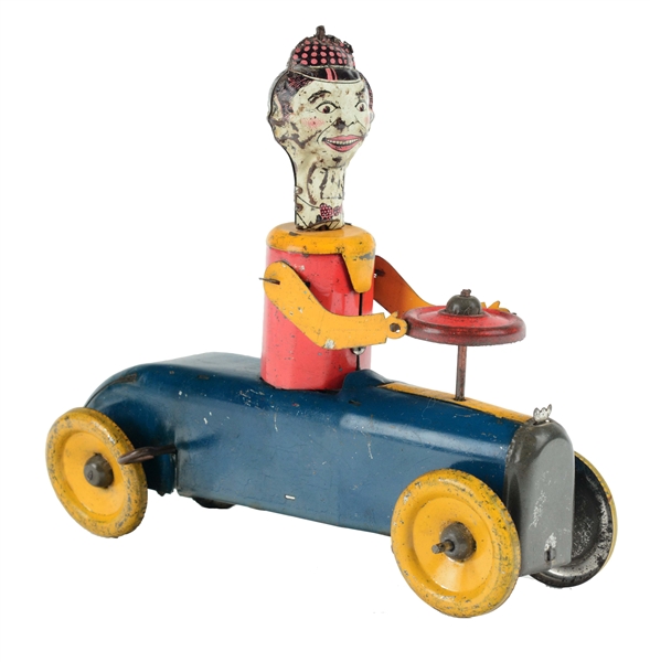 TIN LITHO AND PAINTED WIND UP CLOWN CAR. 