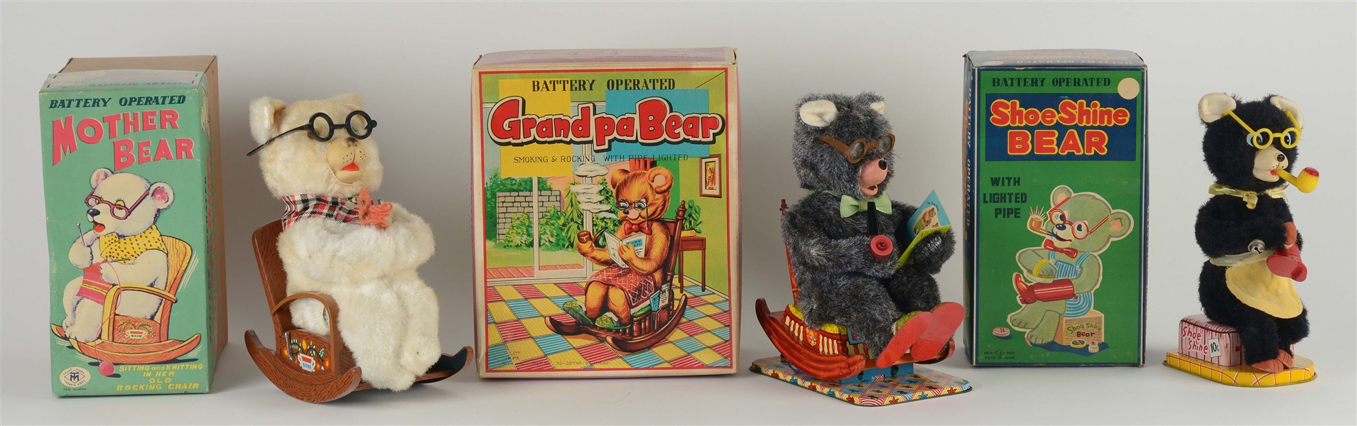 LOT OF 3: TIN LITHO AND FUR COVERED BATTERY OPERATED TOYS.