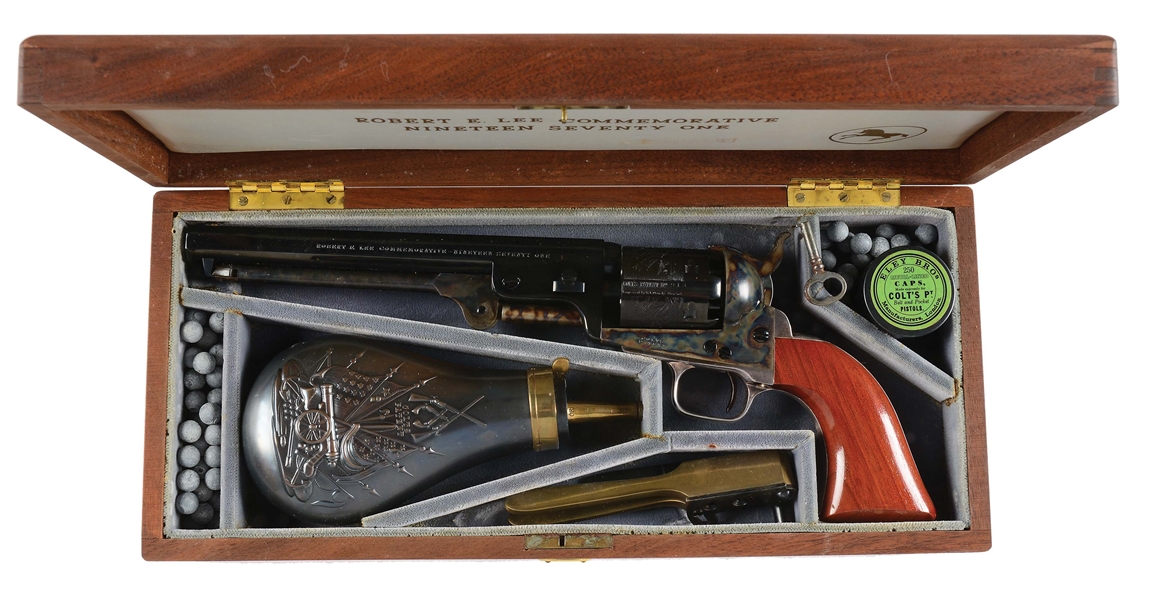 (A) CASED COLT ROBERT E. LEE COMMEMORATIVE 1851 NAVY PERCUSSION PISTOL WITH ACCESSORIES.