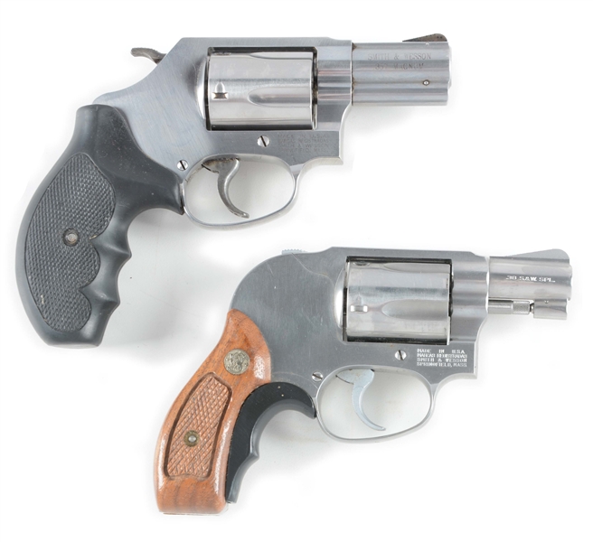(M) LOT OF 2: SMITH & WESSON STAINLESS STEEL POCKET REVOLVERS.