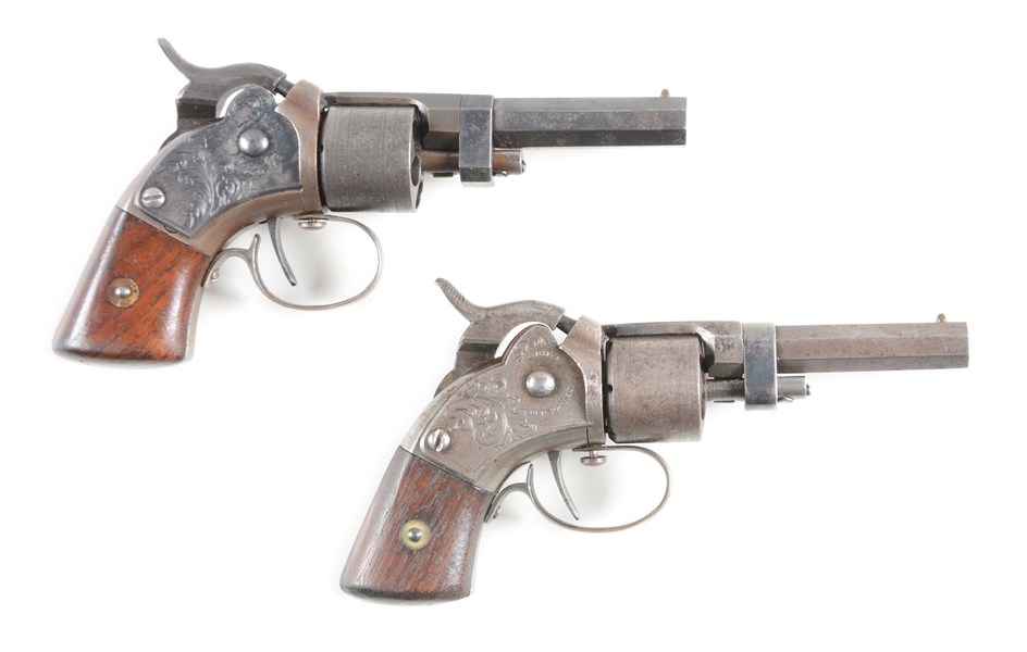 (A) CASED PAIR OF MINIATURE MASSACHUSSETS ARMS MAYNARD PRIMER REVOLVERS.
