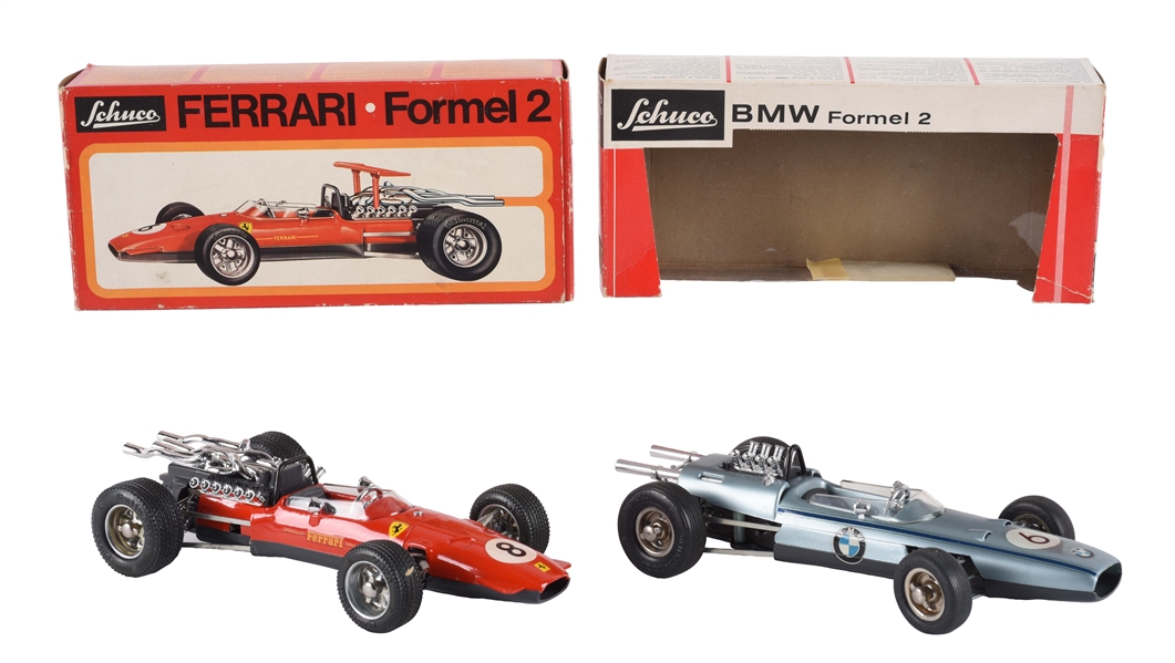 LOT OF 2: GERMAN SCHUCO WIND UP RACE CARS IN BOXES. 