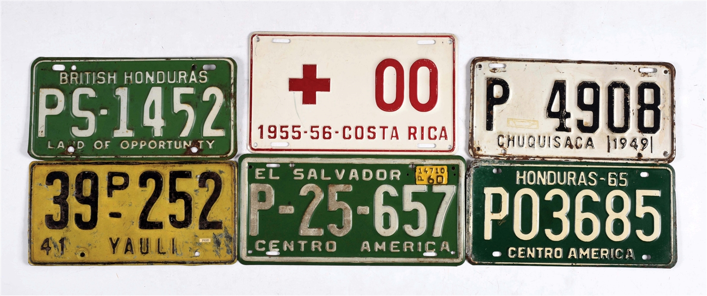 LOT OF 8: SOUTH & CENTRAL AMERICA LICENSE PLATES.