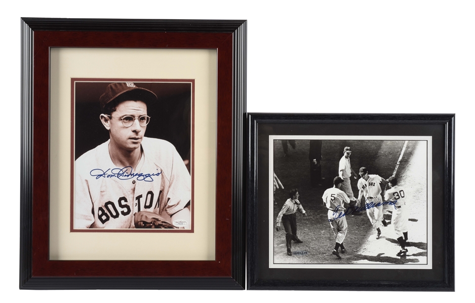 LOT OF 2: FRAMED WILLIAMS & DIMAGGIO AUTOGRAPHED PHOTOGRAPHS.
