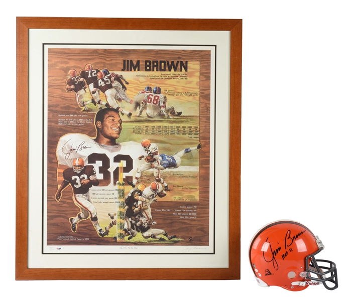LOT OF 2: JIM BROWN AUTOGRAPHED FOOTBALL ITEMS.