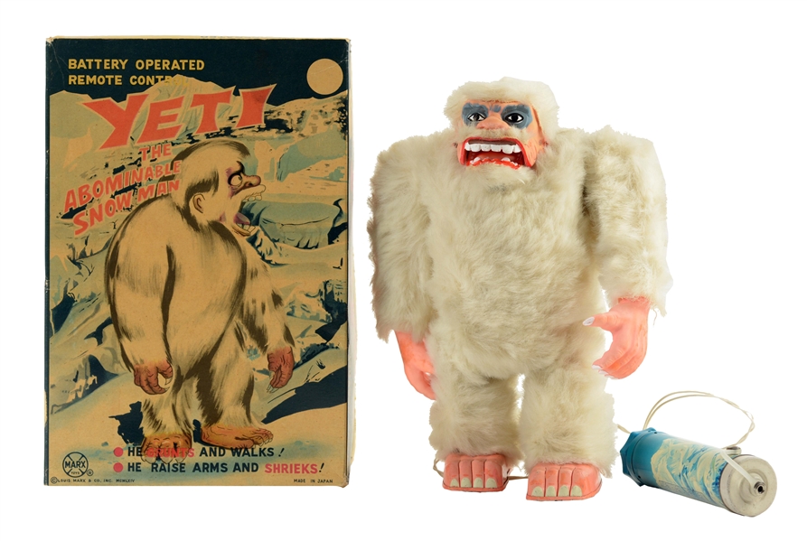 MARX BATTERY OPERATED YETI THE ABOMINABLE SNOWMAN TOY WITH BOX. 