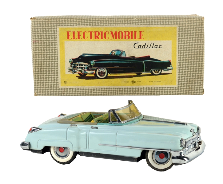 JAPANESE TIN LITHO BATTERY OPERATED ELECTRICMOBILE CADILLAC.