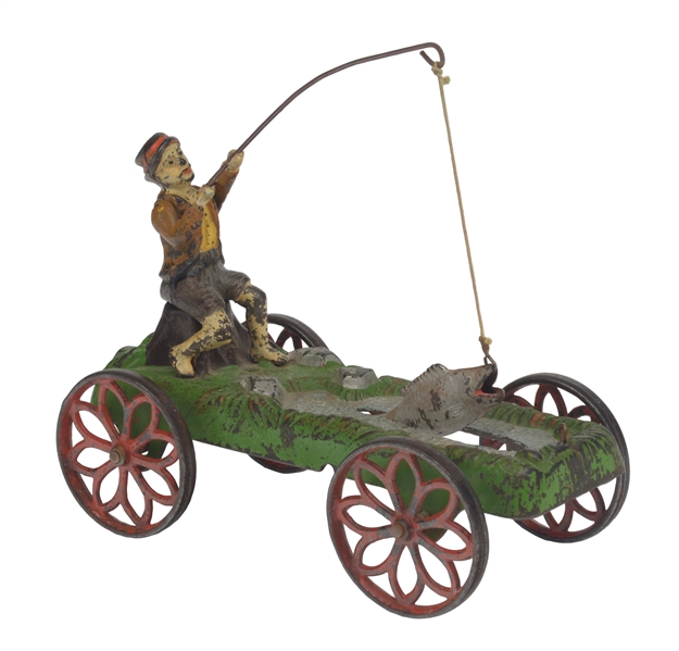 CAST IRON AMERICAN MADE FISHERMAN FLOOR TOY. 