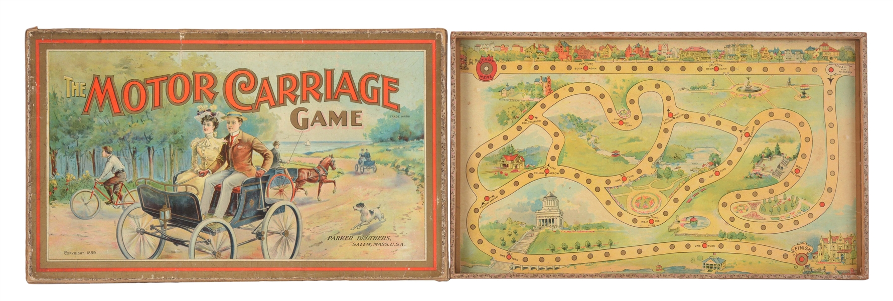 EARLY PARKER BROTHERS MOTOR CARRIAGE GAME. 