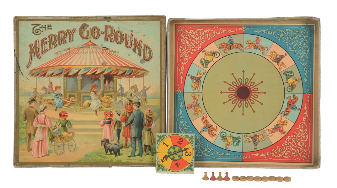 EARLY CHAFFEE & CELCHOW MERRY-GO-ROUND GAME WITH BOX. 