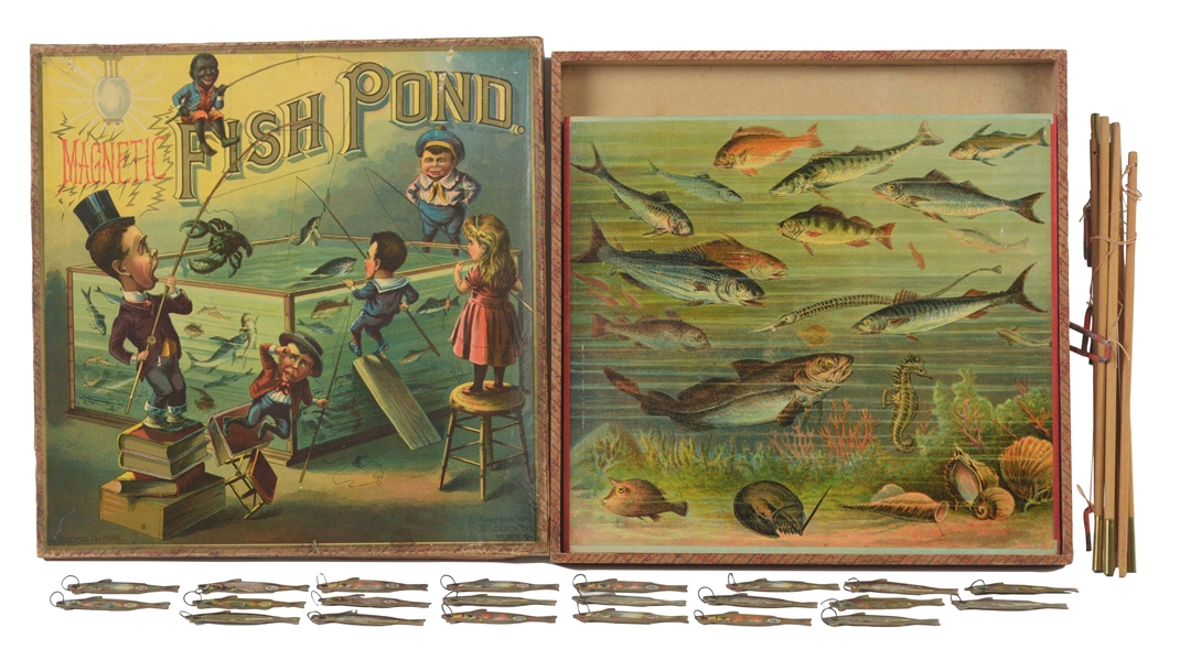 EARLY MCLOUGHLIN BROTHERS MAGNETIC FISH POND GAME WITH BOX.