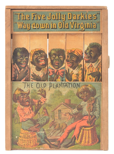 EARLY AMERICAN MADE PAPER ON WOOD OLD PLANTATION DANCING GAME.