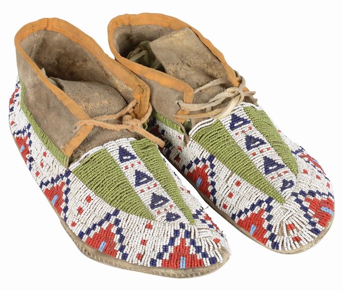 SIOUX BEADED MOCCASINS.