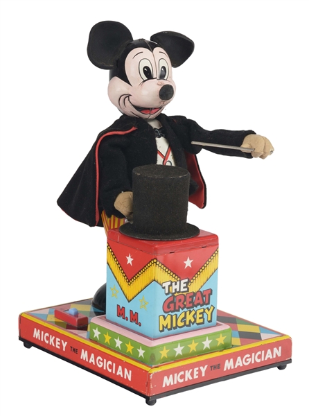LINEMAR WALT DISNEY BATTERY OPERATED MICKEY THE MAGICIAN TOY. 