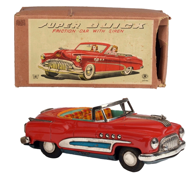 JAPANESE TIN LITHO FRICTION SUPER BUICK TOY IN BOX. 