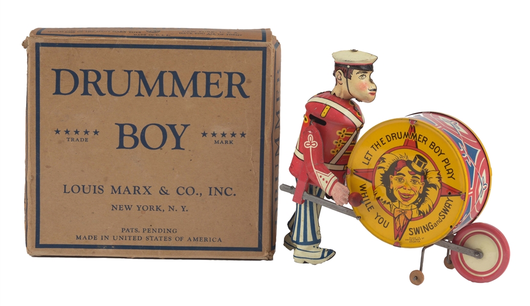 MARX TIN LITHO WIND UP GEORGE THE DRUMMER BOY IN BOX. 