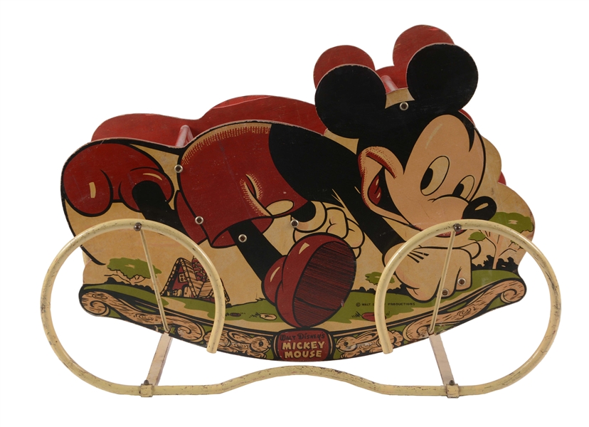 WALT DISNEY MICKEY MOUSE WOODEN CHILDS RIDING TOY.