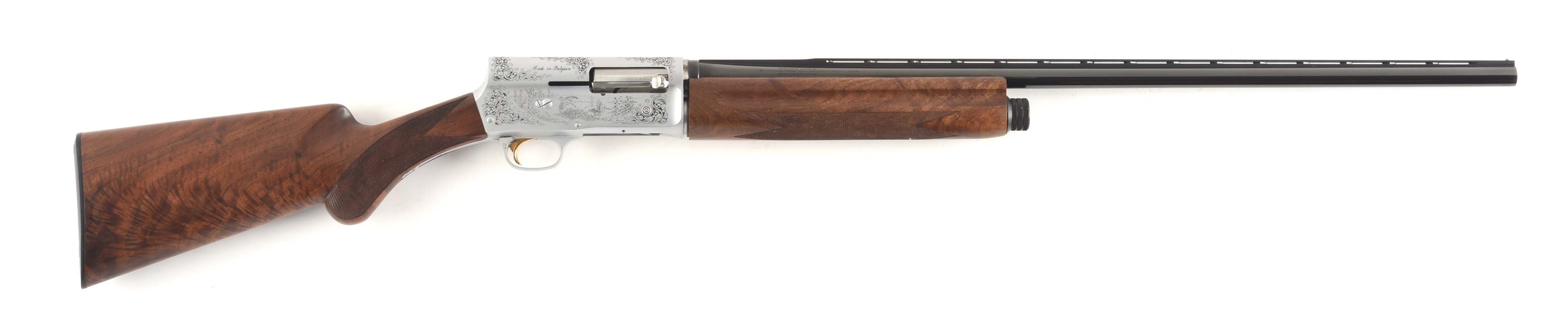 (M) ENGRAVED BROWNING A5 B4 GRADE SEMI AUTOMATIC SHOTGUN WITH CASE.