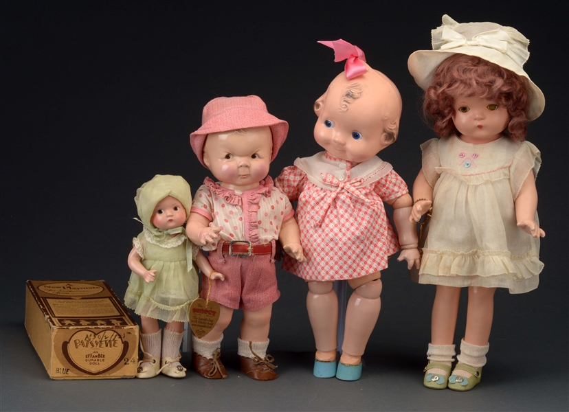 LOT OF 4: AMERICAN COMPOSITION DOLLS.