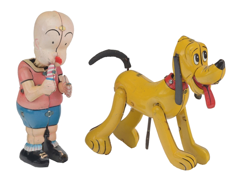 LOT OF 2: LINEMAR TIN LITHO WIND UP CHARACTER TOYS.