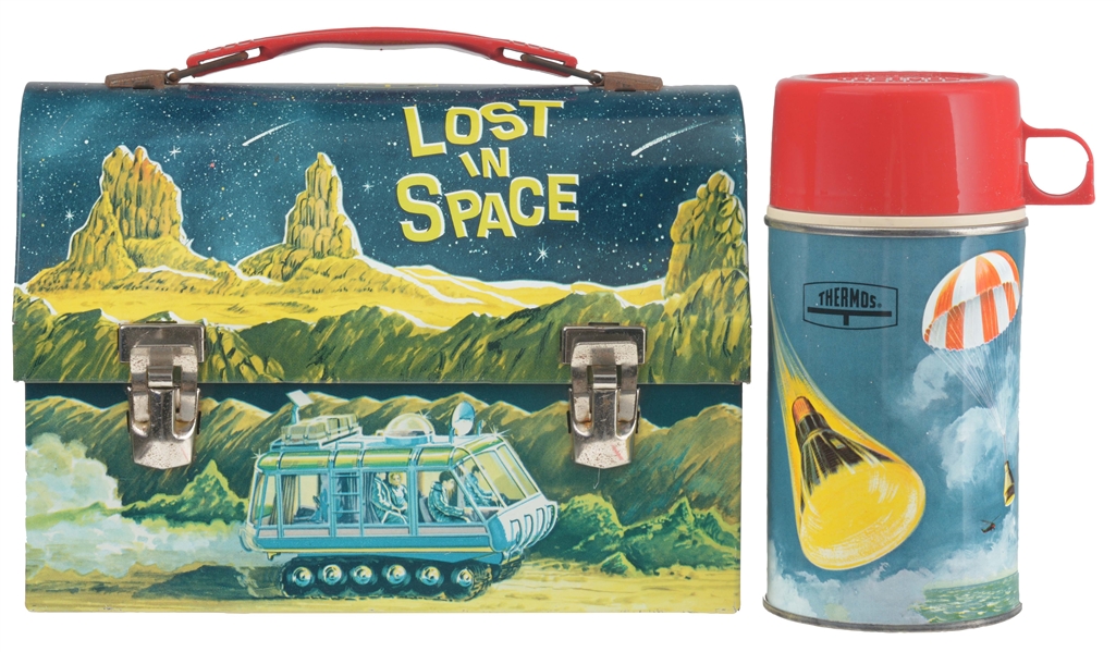 VINTAGE TIN LITHO LOST IN SPACE DOME LUNCH BOX. 