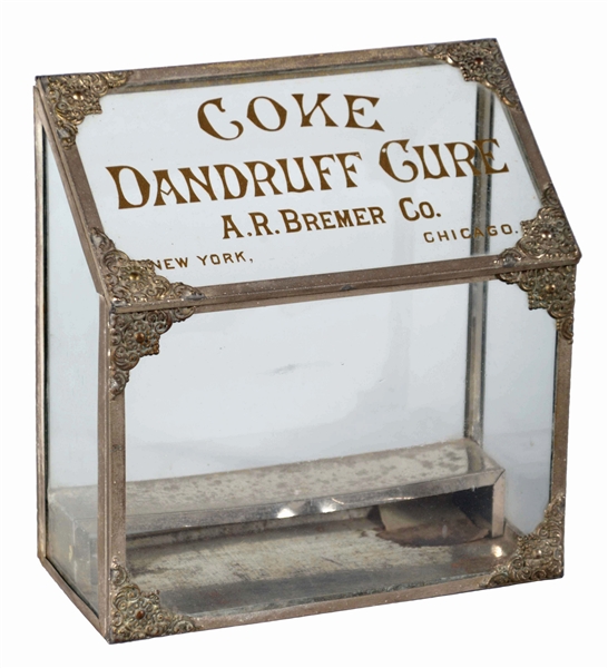 COKE DANDRUFF CURE GLASS CASE DISPLAY. 