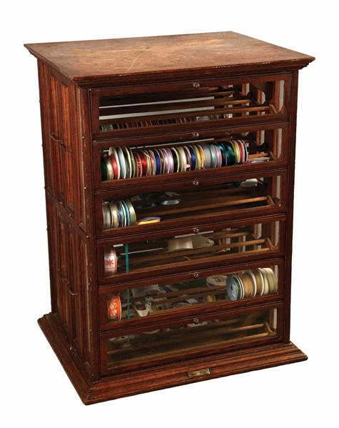 RUSSEL & SONS RIBBON DISPLAY CABINET.