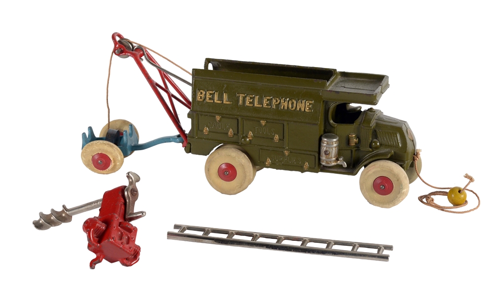 CAST IRON HUBBLY LARGE SIZE BELL TELEPHONE TRUCK.
