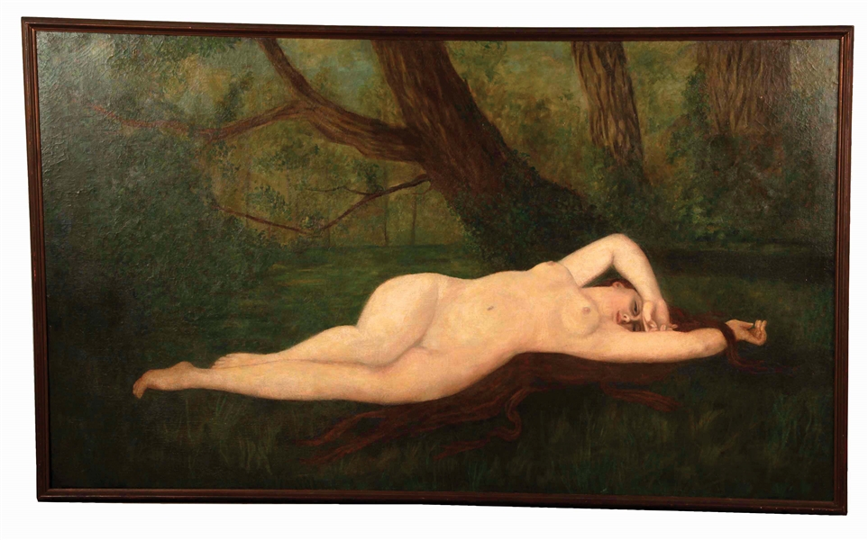 PAINTING OF NUDE IN FOREST.