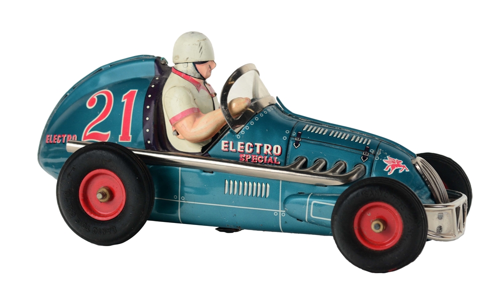 JAPANESE BATTERY OPERATED TIN LITHO YONESOWA ELECTRO SPECIAL RACE CAR.