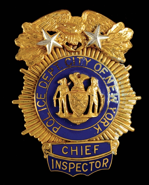 NEW YORK CITY POLICE DEPARTMENT CHIEF INSPECTORS BADGE. 