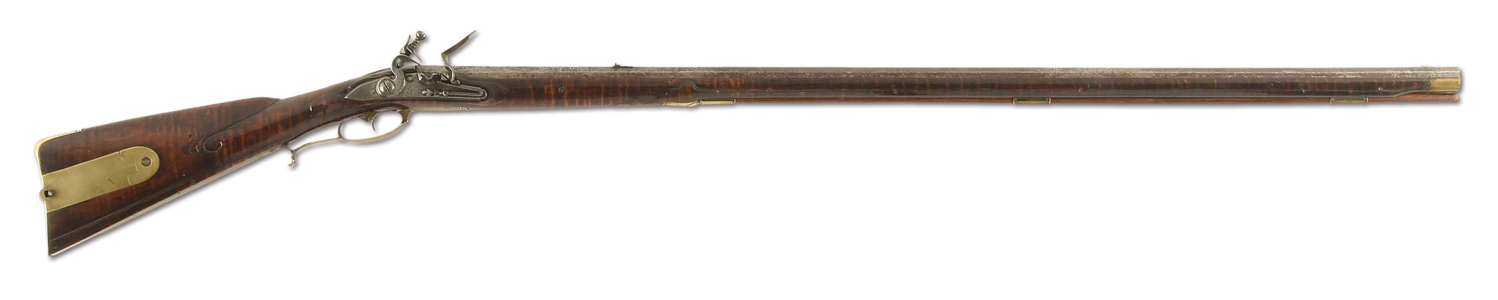 (A) EARLY AND FINE MORAVIAN FLINTLOCK RIFLE ATTRIBUTED TO ANDREAS ALBRECHT.