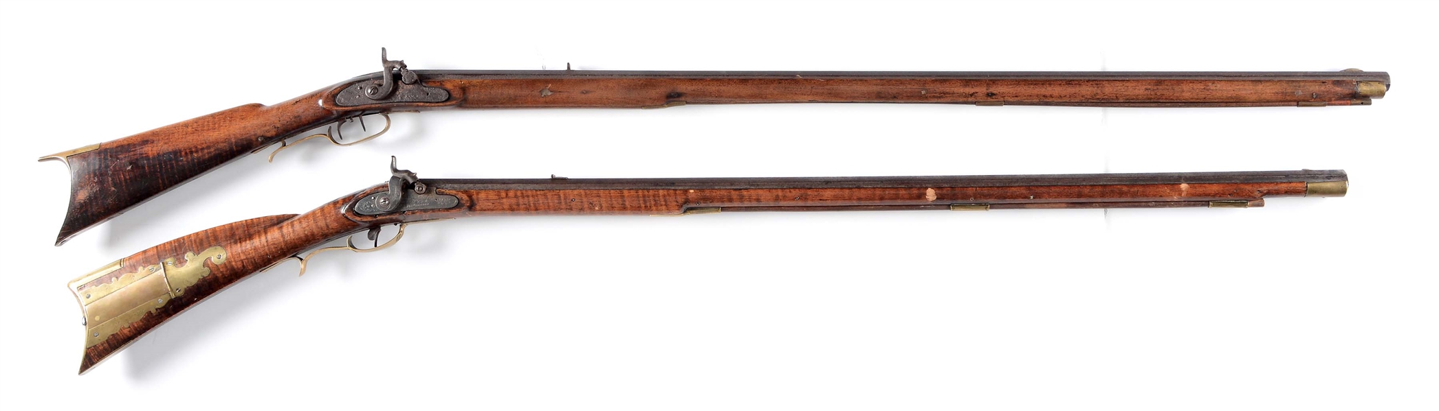 (A) LOT OF 2: PERCUSSION KENTUCKY RIFLES.