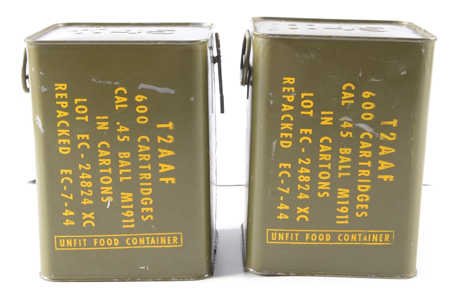 LOT OF 2: CANS OF .45 ACP AMMUNITION.
