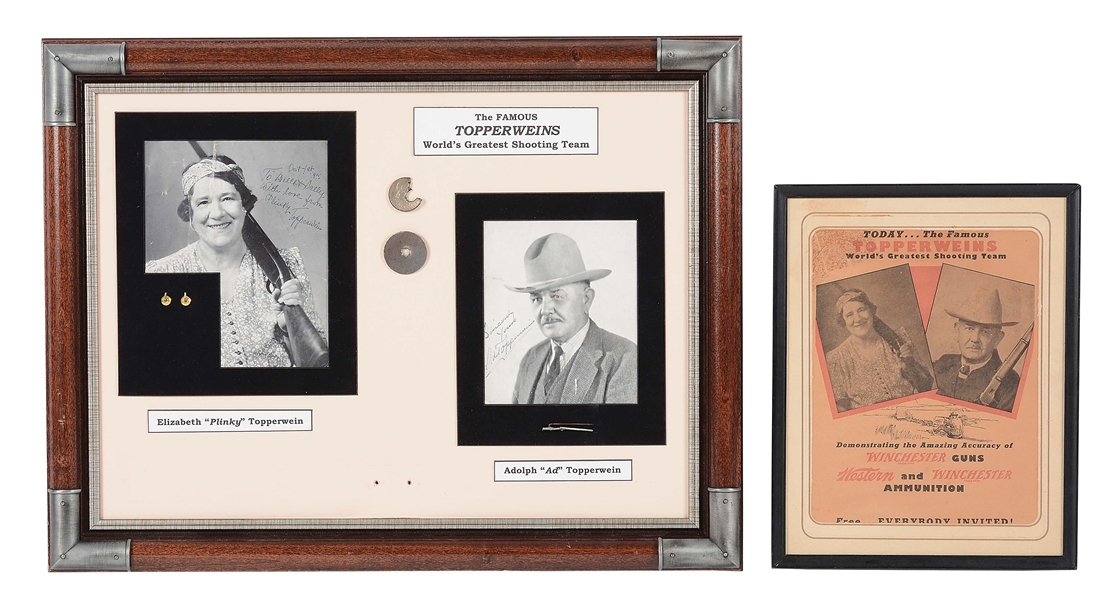 LOT OF 2: FRAMED "FAMOUS TOPPERWEINS" SHOOTING DISPLAYS.