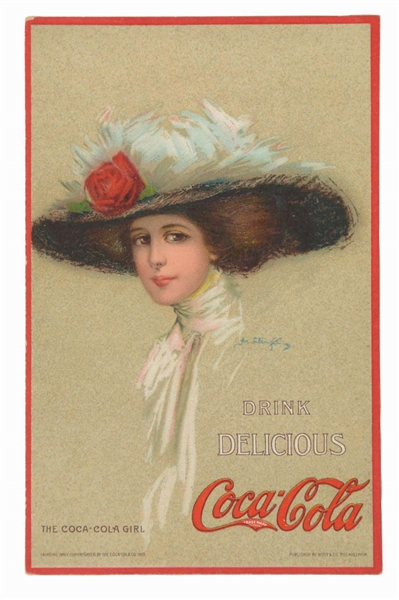 1909 COCA-COLA GIRL POSTCARD HAMILTON KING ARTIST.