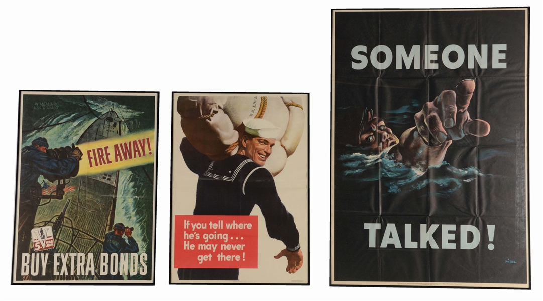 LOT OF 3: WORLD WAR II NAVY RELATED POSTERS.