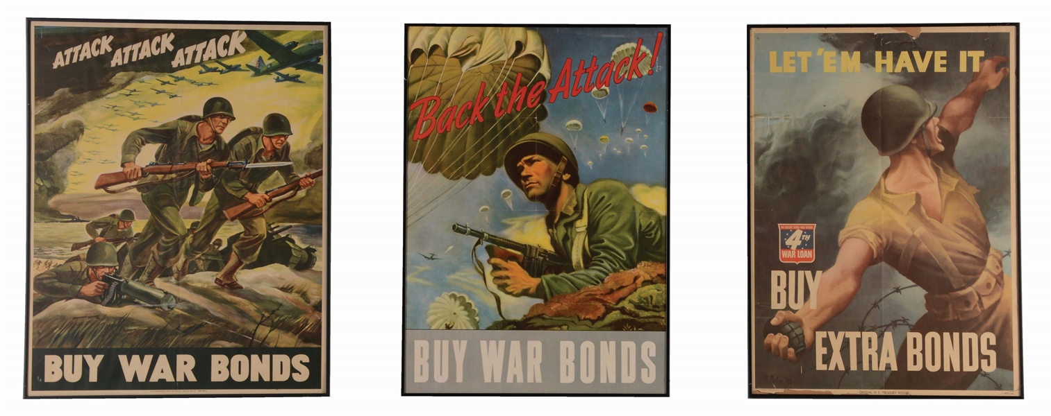 LOT OF 3: GRAPHIC COMBAT WORLD WAR II POSTERS.