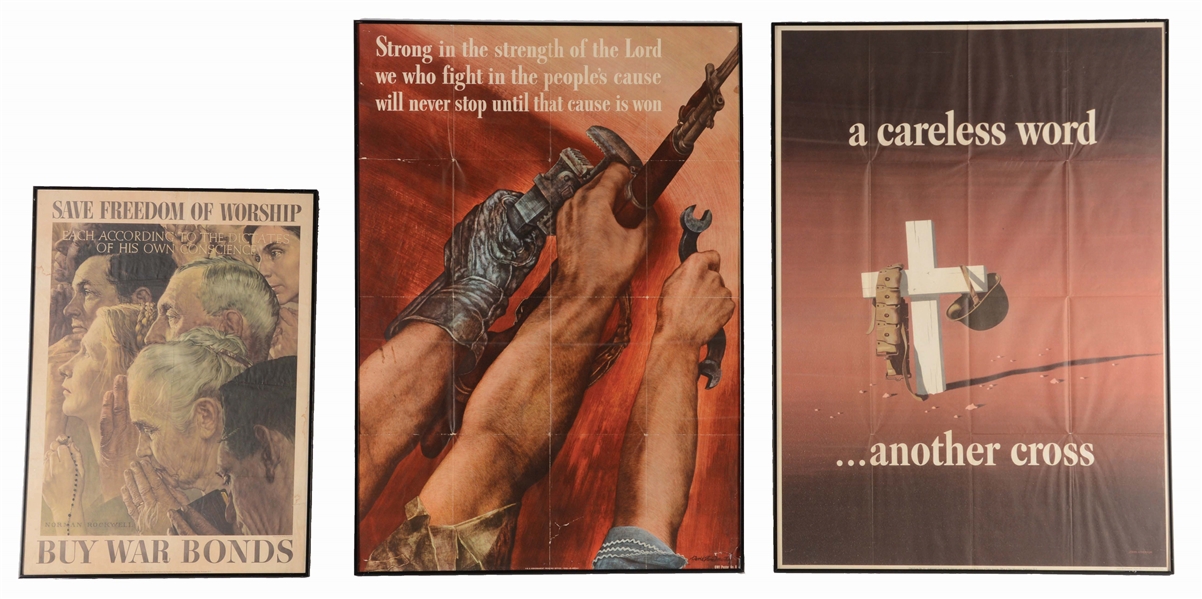 LOT OF 3: RELIGIOUS THEMED WWII POSTERS (NORMAN ROCKWELL).
