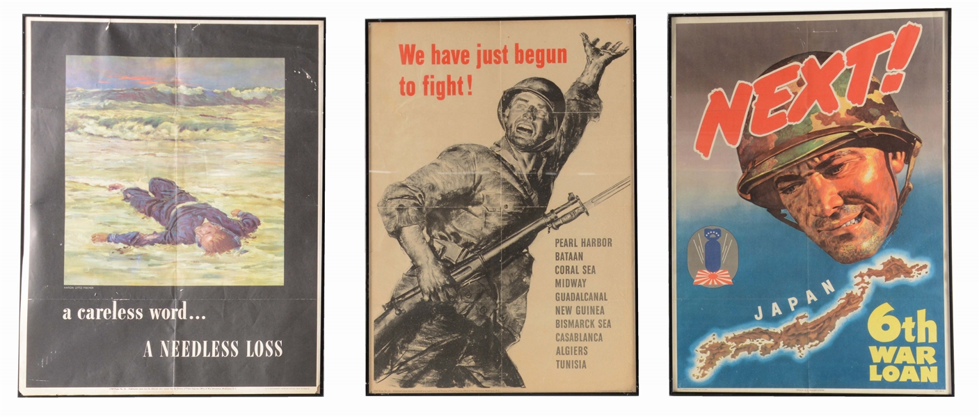 LOT OF 3: WORLD WAR II PACIFIC THEATER POSTERS.