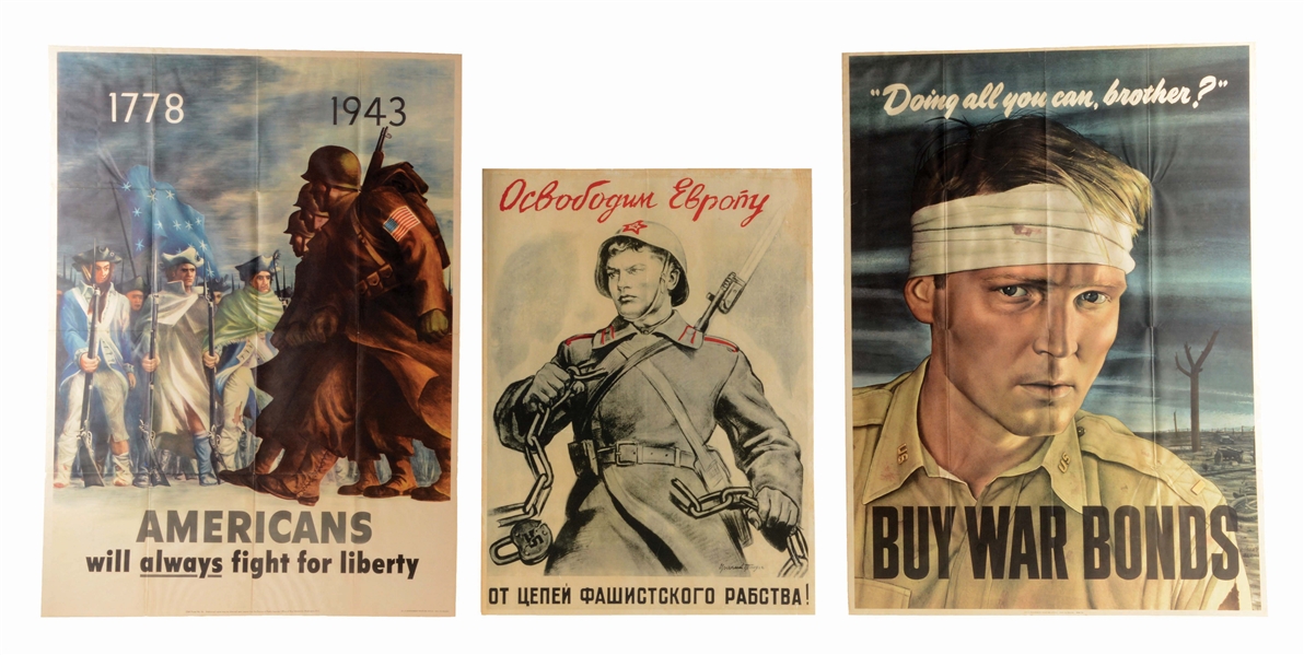 LOT OF 3: MID-WORLD WAR II POSTERS.