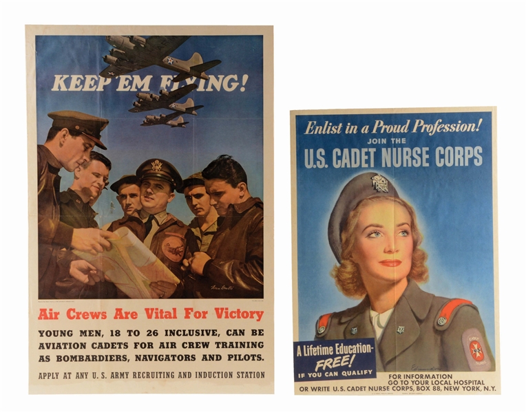 LOT OF 2: WORLD WAR II RECRUITING POSTERS.