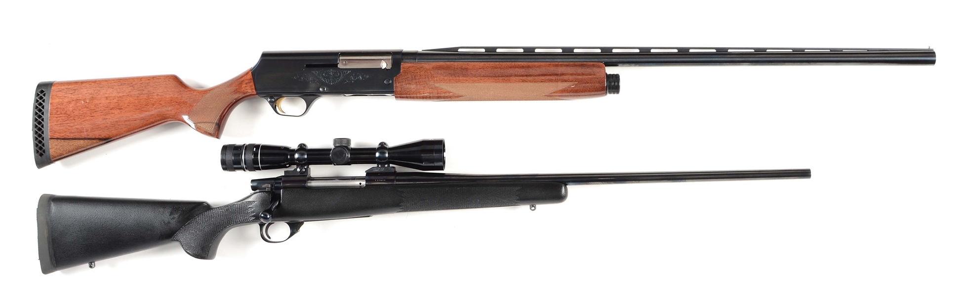 (M) LOT OF 2: BROWNING A500 SEMI-AUTOMATIC SHOTGUN AND WEATHERBY VANGAURD BOLT ACTION RIFLE.