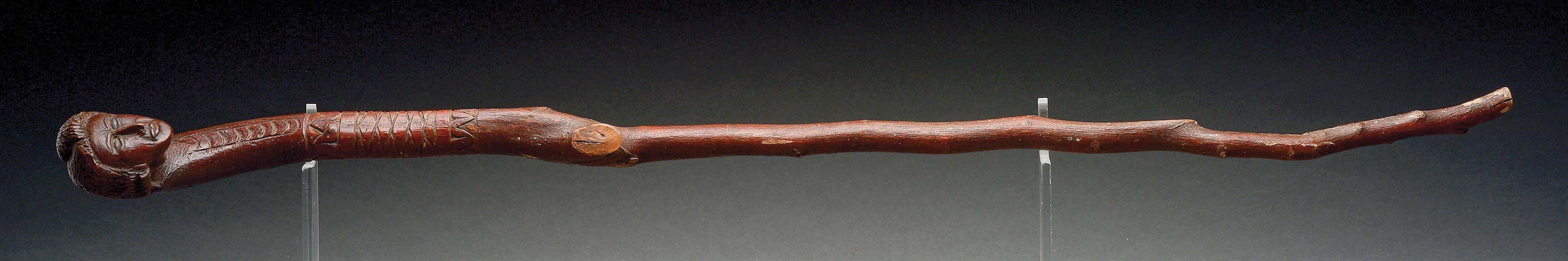 GOOD FIGURAL CARVED 18TH CENTURY CANE.